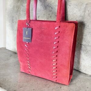 Auth YSL Tote Bag • Authentic Yves Saint Laurent Maroon Suede Unused Bag